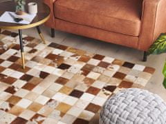 Beliani Kožený patchworkový koberec 160 x 230 cm hnědo-bílý CAMILI