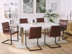 Beliani Sada 2 jídelních židlí v hnědé barvě z ekokůže BUFORD