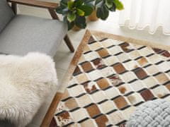 Beliani Kožený patchworkový koberec 160 x 230 cm hnědý SERINOVA
