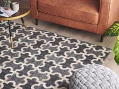 Beliani Kožený koberec 140 x 200 cm šedo-béžový YEDISU