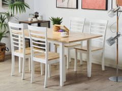 Beliani Rozkládací jídelní stůl 120/150 x 80 cm světlé dřevo s bílou HOUSTON