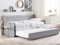 Beliani Rozkládací sametová postel 90 x 200 cm šedá MONTARGIS