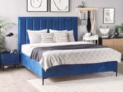 Beliani Sametový nábytek do ložnice 180 x 200 cm modrý SEZANNE