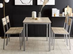 Beliani Jídelní souprava stůl a 4 židle světlé dřevo s bílou BLUMBERG