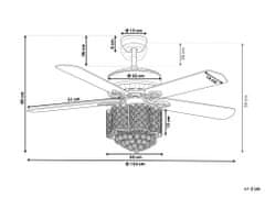 Beliani Stříbrný křišťálový stropní ventilátor HUAI