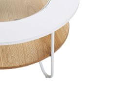 Beliani Bílý konferenční stolek se světlým dřevem CHICO