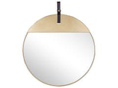 Beliani Nástěnné zrcadlo se závěsným popruhem ø 60 cm zlaté GURS