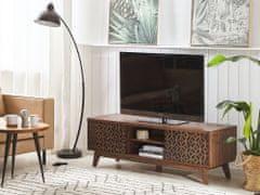 Beliani Televizní stolek v tmavém dřevě PRESCOT