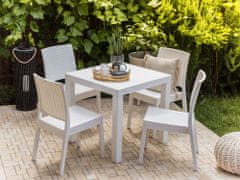 Beliani Zahradní stůl v ratanovém vzhledu 80 x 80 cm bílý FOSSANO