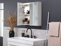 Beliani Koupelnová zrcadlová skříňka s LED osvětlením 60 x 60 cm bílo stříbrná CHABUNCO