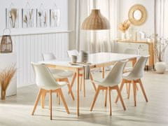 Beliani Jídelní stůl rozkládací 140/180 x 90 cm bílý se světlým dřevem SOLA