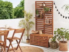 Beliani Zahradní lavice z akátového dřeva s úložným prostorem a stěnou 80 cm MATINO