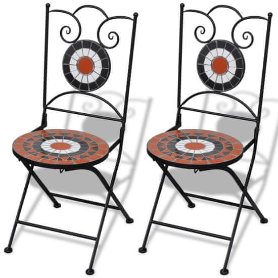 Petromila Skládací bistro židle 2 ks keramické terakotové a bílé