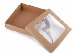 Kraftika 4ks hnědá přírodní papírová krabice natural s průhledem