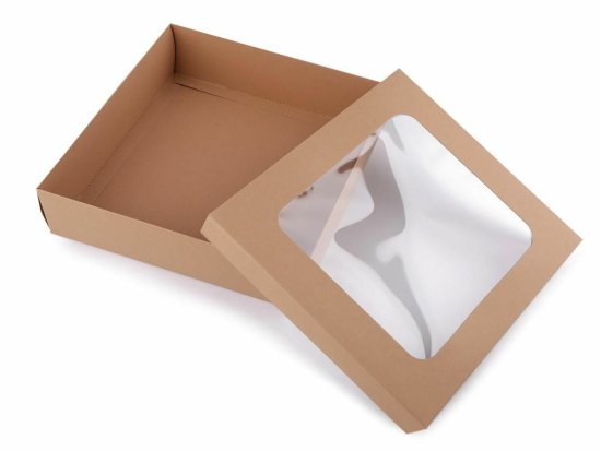 Kraftika 4ks hnědá přírodní papírová krabice natural s průhledem