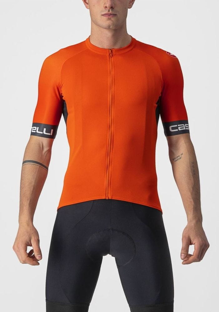 Levně Castelli Pánský cyklistický dres Entrata VI Jersey Fiery Red/Dark Gray-Ivory oranžová XL