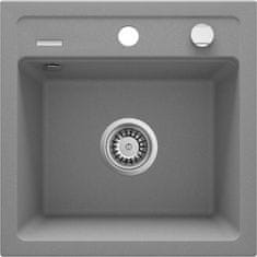 Deante Granitový dřez s excentrem Zorba 440E Barvy: bílá, černá, písková, šedá. - Grey metallic