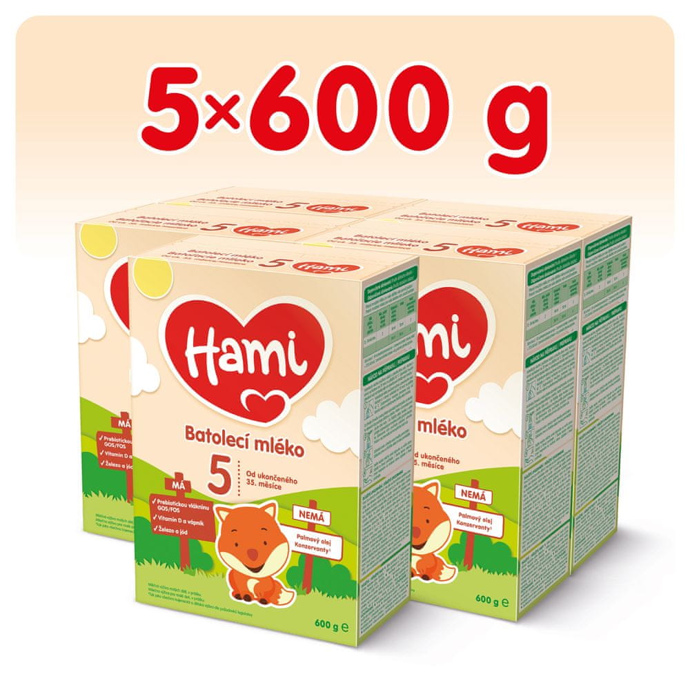 Levně Hami 5 batolecí mléko 5x600 g