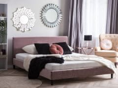 Beliani Čalouněná postel v růžovém sametu 180 x 200 cm FITOU