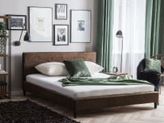Beliani Čalouněná hnědá postel se vzhledem kůže 180x200 cm FITOU