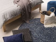 Beliani Kulatý džínový koberec 140 cm tmavě modrý BULUCA