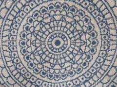Beliani Kulatý oboustranný modro-bílý koberec 140 cm YALAK