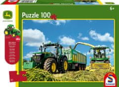 Schmidt  Puzzle John Deere Traktor s řezačkou 100 dílků + model SIKU