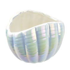 Dommio Miska keramická mušle, bílá perleť, 10x13 cm