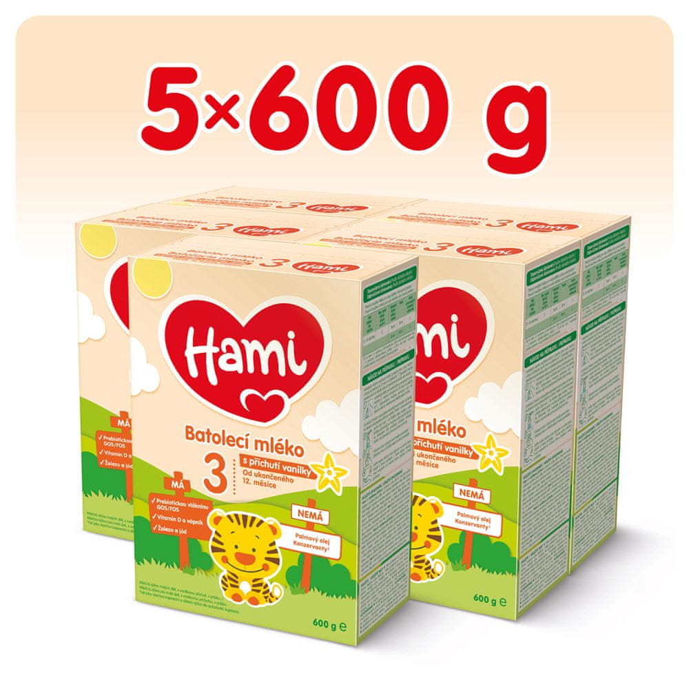 Levně Hami 3 s příchutí vanilky 5x 600g
