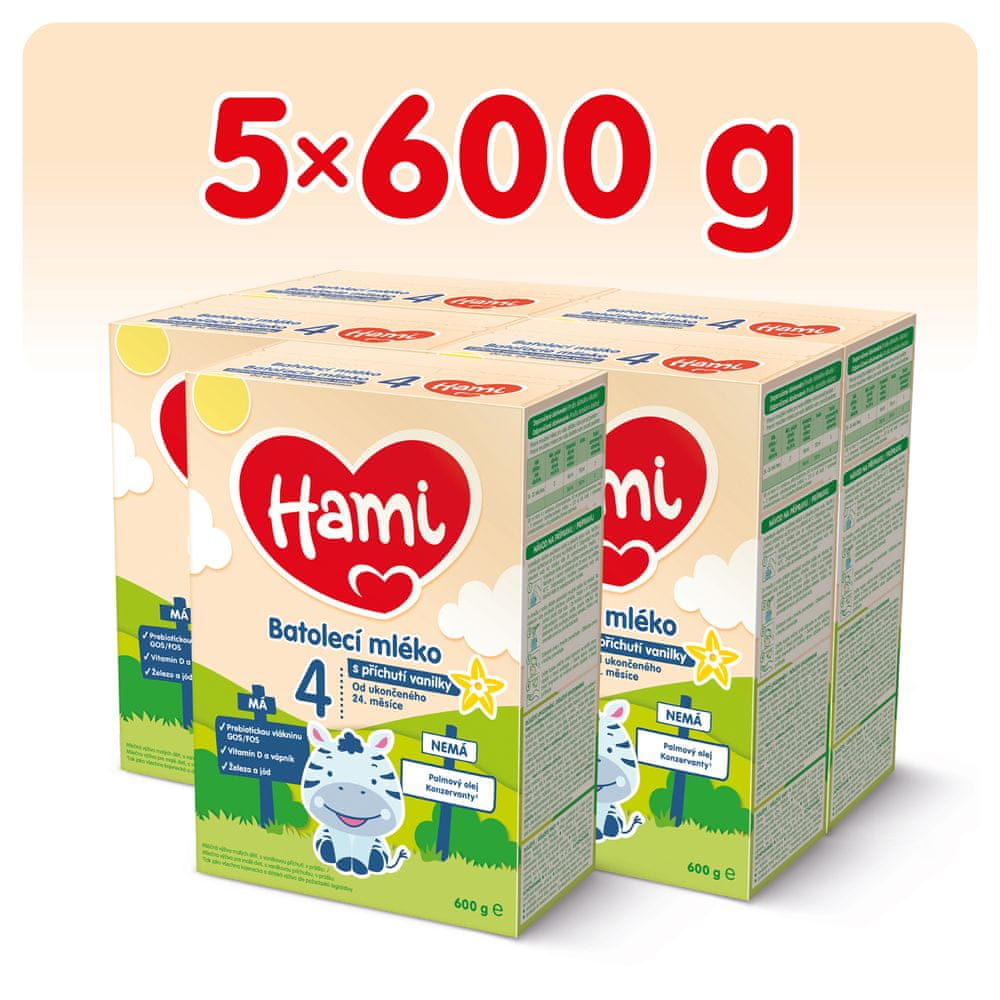 Levně Hami 4 s příchutí vanilky 5x 600g