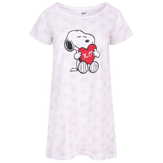 Snoopy Bílá dámská noční košile se srdíčky SNOOPY