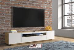 Homlando TV stolek AURA 200 cm univerzální: závěsné, stojící řemeslný dub / bílá mat + LED