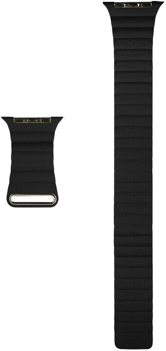 Coteetci Kožený magnetický řemínek Loop Band pro Apple Watch 42/44/45mm, černý