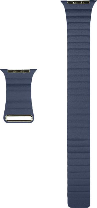 Coteetci Kožený magnetický řemínek Loop Band pro Apple Watch 42/44/45mm, tmavě modrý