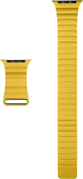 Coteetci Kožený magnetický řemínek Loop Band pro Apple Watch 42/44/45mm, žlutý