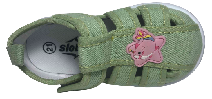 Slobby dívčí plátěné sandály 130-0070-S1_2 zelená 22