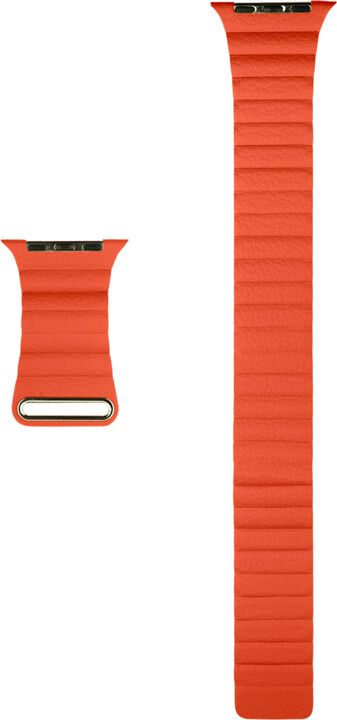 Coteetci Kožený magnetický řemínek Loop Band pro Apple Watch 42/44/45mm, oranžový