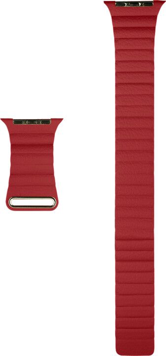 Coteetci Kožený magnetický řemínek Loop Band pro Apple Watch 42/44/45mm, červený