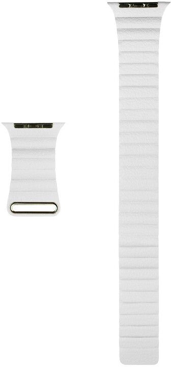 Coteetci Kožený magnetický řemínek Loop Band pro Apple Watch 42/44/45mm, bílý - rozbaleno