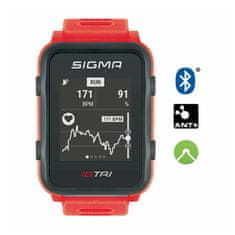 Sigma iD.TRI SET multisportovní hodinky - neon červená