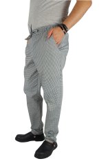 M&C - Modern Company Pánské černobílé kostkované kalhoty pro kuchaře FIT - XL