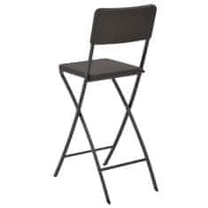 Vidaxl Skládací barové židle 2 ks HDPE a ocel hnědé ratanový vzhled