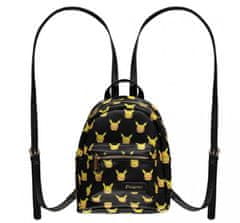 CurePink Dámský batoh Pokémon: Pikachu (21 x 27 x 12 cm|objem 6,8 litrů) černý polyuretan
