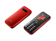 MB3010, praktický tlačítkový mobilní telefon, 2 SIM, červený