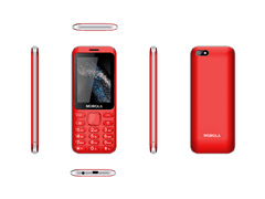 MB 3200i, kovový tlačítkový mobilní telefon, 2 SIM, MMS, 2,8" displej, červený
