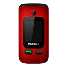 Mobiola MB610 Senior Flip, mobilní véčkový telefon pro seniory, SOS tlačítko, 2 obrazovky, nabíjecí stojánek, červený