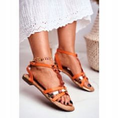 Dámské elegantní oranžové sandály velikost 36