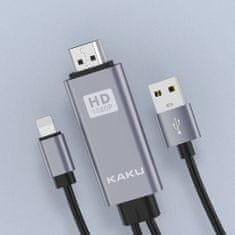 Kaku KSC-556 kabel USB - Lightning / HDMI 1m, šedý