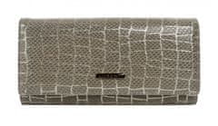 Lorenti Prostorná kožená peněženka Cosimo se vzorem hadí kůže, šedá
