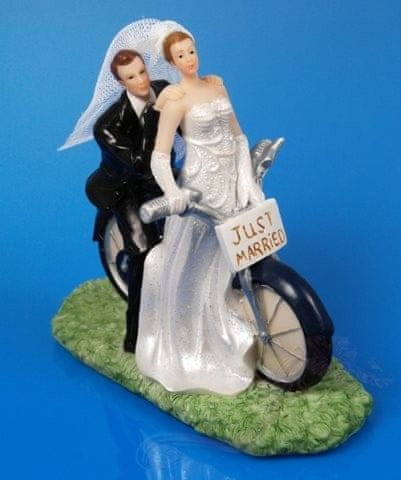 Paris Dekorace Svatební figurky ženich a nevěsta na motorce, D-PF24